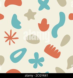 Seamless pattern with naive doodle smooth organic shapes Stock Vector