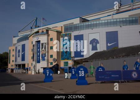 The new Stamford Bridge West Stand exterior, Stamford Bridge stadium home of Chelsea Football Club, Fulham West London SW6 UK Stock Photo