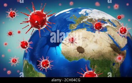 Earth, viruses - 3D illustration Stock Photo