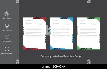 Corporate Business Letterhead Template Design. Stock Vector