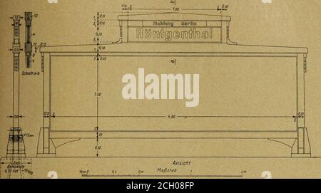 . Verkehrstechnische Woche und eisenbahntechnische Zeitschrift . Abb. 8Windschutzbank Nr. 29 VERKEHRSTECHNISCHE WOCHE Seite 385. Seitenansicht Abb. 9Fahrplantafel Stock Photo