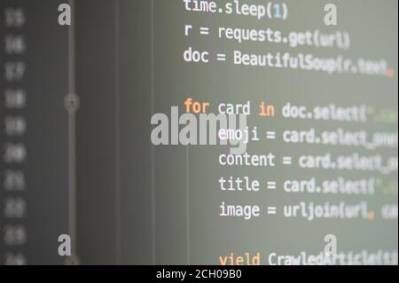 New york, USA - September 13, 2020: Program code in Python 3 platform on computer screen close up view Stock Photo