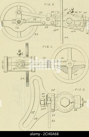. American engineer and railroad journal . MECHANISM FOR BORING LOCOMOTIVE CYLINDERS. 144 THE AMERICAN ENGINEER [Man h, 189$. connected with the crank on shaft 22 ; but it will be understoodthat any Other desired arrangement of engine or means foroperating the driving shaft 22 may lie used.. COMBINED SCREW AND HYDRAULIC PUNCH. MECHANISM FOR BORING LOCOMOTIVE CYLINDERS. The machines used for boting the cylinders and for facingthe valve seats are so generally used and are so well knownthat no description is required. The machine for facing the In our issue for November we illustrated two forms o Stock Photo