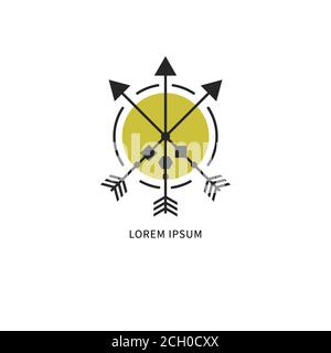 Modern hipster logo with crossed arrows up Stock Vector