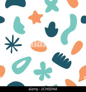 Seamless pattern with naive doodle smooth organic shapes Stock Vector