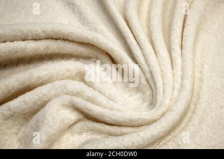 Dirty white warm jersey fur texture background. Stock Photo