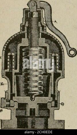 . Science of railways . warning before blowing hard,thus enabhng the fireman tocontrol his fire or regulate thesupply of feed water beforestrong popping occurs. Usedon high pressure boilers, it opensand closes gradually, thus pre-venting excessive strains uponthe boiler. By means of the spring boltand adjustable ring both thepoints of opening and closingmay be changed without remov-ing the valve or reducing the^, ^ FiG.i. steam in the boiler. The con- The Coale Pop Safety Valve , , • r. , i on ^ and Muffler. structiou 01 tho muffler reduces the noise of the escaping steam to a minimum. Thisfea Stock Photo