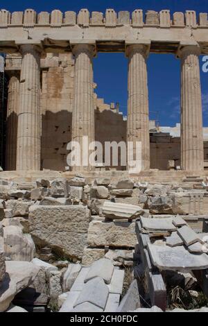 ATHENS, GREECE - AUGUST 13 2016: Parthenons rests in Athens, Greece Stock Photo