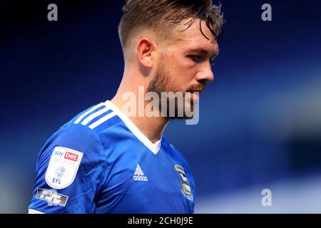 13th September 2020; Portman Road, Ipswich, Suffolk, England, English  League One Footballl, Ipswich Town versus Wigan Athletic; The new Ipswich  Town shirt is seen celebrating 40 years of when the club won