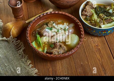 Powsowdie Scottish sheep's-head broth in Edinburgh, Scotland. Stock Photo