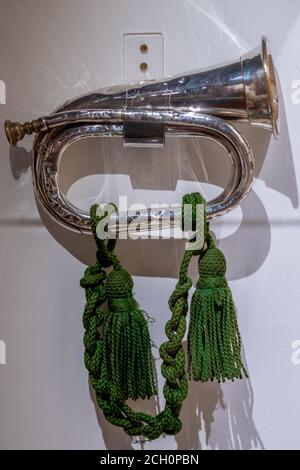 Military Bugle used for army traditions back in WW1 Stock Photo