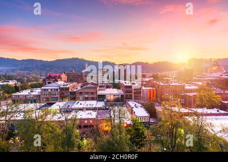 Asheville, North Carolina, USA downtown skyline at dusk. Stock Photo