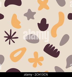 Seamless pattern with naive doodle smooth organic shapes Stock Vector
