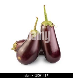 Eggplant or aubergine vegetable isolated on white Clipping Path Stock Photo