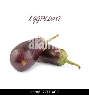Eggplant or aubergine vegetable isolated on white Clipping Path Stock Photo