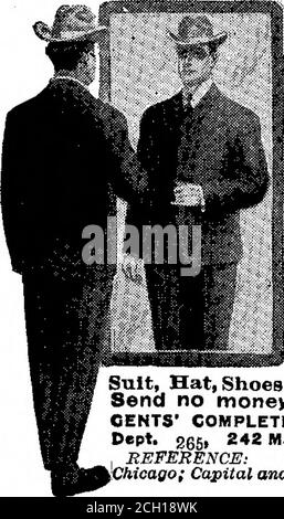 . Scientific American Volume 90 Number 16 (April 1904) . $8-J9 OUTFIT FREE. A Dun lap block, Derby or Fedora Hat..... *».5JJA pair of stylish Lace Shoes, the new queen laBt 2.50A Percale Shirt, detachable Collar & Cuffs 1.85A Neat 811k Four-ln-hand Necktie or How.. .50 Apairof fancy Web Elastic Suspenders.... 50 A Japanese Silk Handkerchief. 50 A pair of fancy Lisle Thread Socks. .85 Taousands of American citizens pay cash for this $8.00 To introduce ourfamous made tomeasure customtailoring we makethis unequaled offerof a GENUINECHEVIOT Suitmade to yourmeasure In thelatest English SackStyle, w Stock Photo