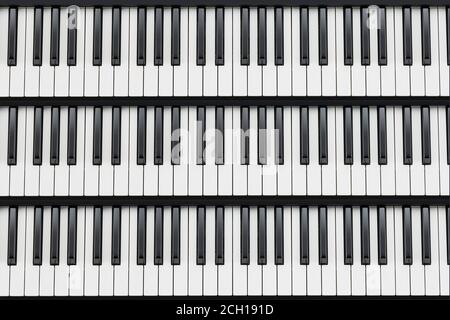 Music keyboard top view background. Concept banner Stock Photo