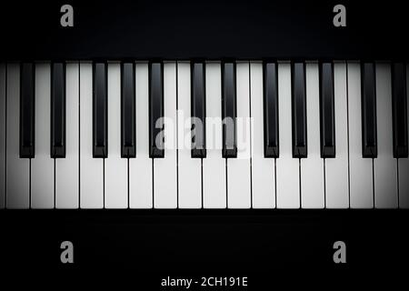 Music keyboard top view background. Concept banner Stock Photo