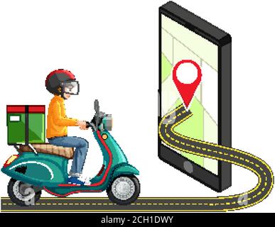Location pin on mobile application icon illustration Stock Vector