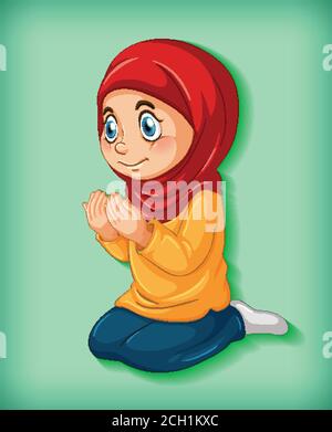 Muslim girl practice religion illustration Stock Vector