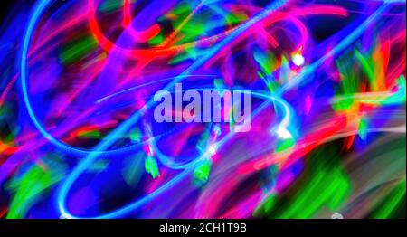 Abstract multi-colored LED light trails Stock Photo