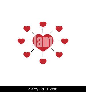 Big red heart and lots of hearts Stock Vector