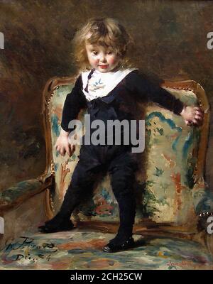 Picard Georges - Portrait of a Boy - French School - 19th and Early 20th Century Stock Photo