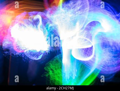 beautiful and colorful light paintings, abstract light lines and contours, happy light textures Stock Photo