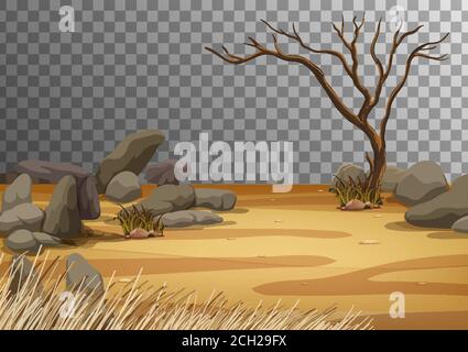 Dry land landscape on transparent background illustration Stock Vector