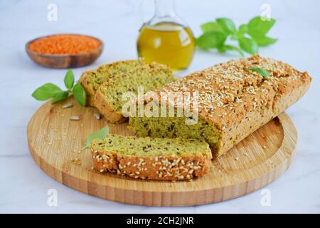 Healthy lentil quinoa and flax seed bread - Homemade Gluten Free Bread. Stock Photo