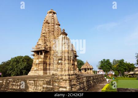 Khajuraho, Madhya Pradesh, India : Vishvanatha Temple part of the western group of the UNESCO World Heritage Site Khajuraho Group of Chandela medieval Stock Photo