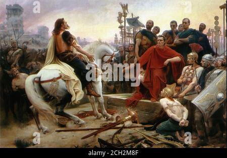 Royer Lionel Noel - Vercingetorix Throws down His Arms at the Feet of Julius Caesar - French School - 19th and Early 20th Century