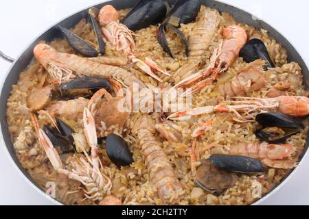 typical spanish rice dish known as paella Stock Photo