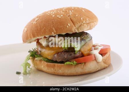 homemade cheese burger Stock Photo