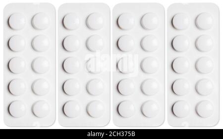 Set of pills pack in blister. Collection pharmacy pills and vitamin. Stock Photo