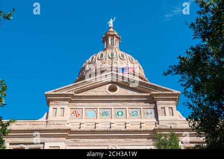 Texas State Capitol is the capitol building and seat of government of Texas in downtown Austin, Texas TX, USA. Stock Photo