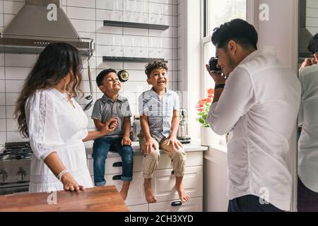 Boys playing and posing and being silly for parents taking photos