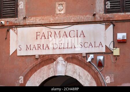 Santa Maria della Scala Pharmacy. Located in the Homonymous Square of Trastevere, Erected on the Orders of Pope Clement VIII in 1593, Closed on 1954 Stock Photo