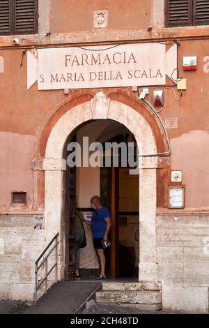 Santa Maria della Scala Pharmacy. Located in the Homonymous Square of Trastevere, Erected on the Orders of Pope Clement VIII in 1593, Closed on 1954 Stock Photo