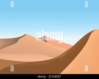 design of dunes and sky,desert landscape background illustrarion Stock Vector