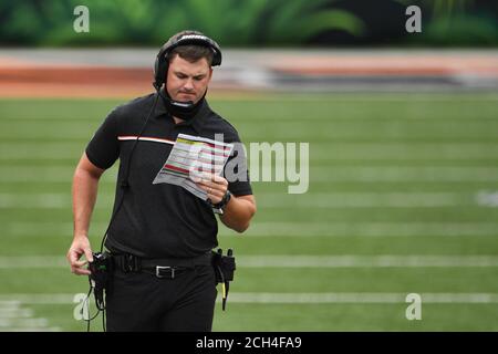 Cincinnati Bengals head coach Zac Taylor walks on the field prior to the  start of an NFL football game against the Cleveland Browns, Monday, Oct.  31, 2022, in Cleveland. (AP Photo/Kirk Irwin