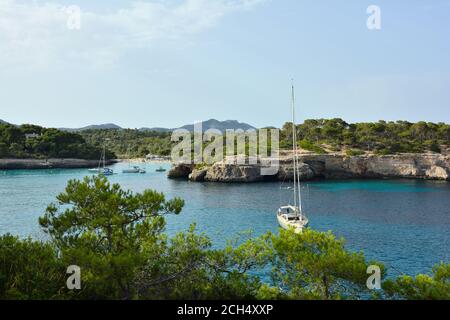 Cala Mondragó from S'amarador in the Parc Natural de Mondragó, Majorca, Balearic Islands, Spain Stock Photo