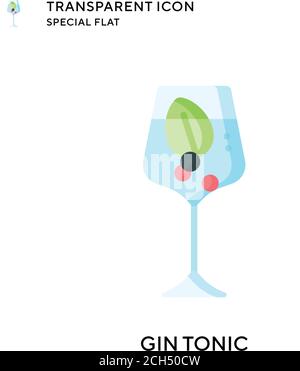 Gin tonic vector icon. Flat style illustration. EPS 10 vector. Stock Vector