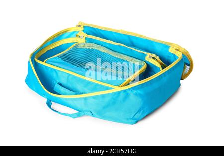 Set of travel organizers for belongings on white background Stock Photo