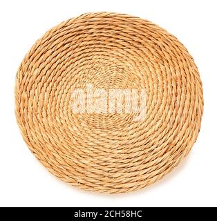 Wicker tray on white background Stock Photo