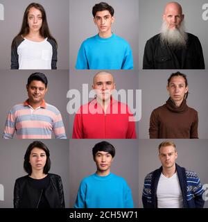 Collage of multi ethnic and mixed age people Stock Photo