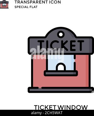 Ticket window vector icon. Flat style illustration. EPS 10 vector. Stock Vector
