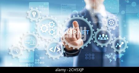 ASP.NET Development programming language concept on virtual screen Stock Photo