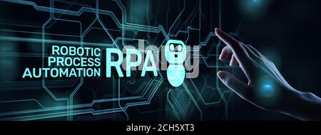 RPA Robotic process automation innovation technology concept on virtual screen Stock Photo
