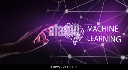 Machine Deep learning algorithms and AI Artificial intelligence. Internet and technology concept on virtual screen Stock Photo